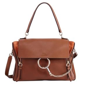 Chloe calfskin medium Faye day shoulder bag-Tan
